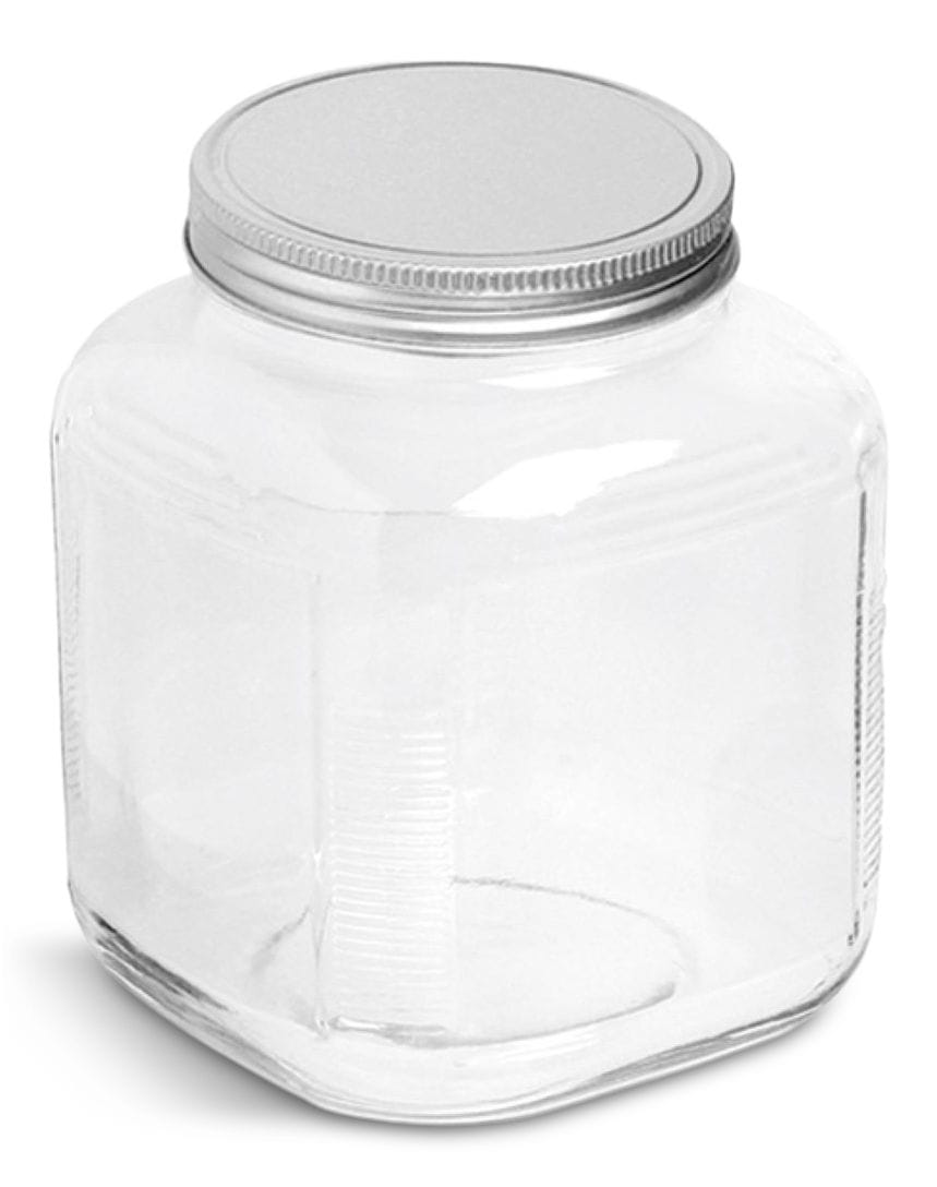 Cracker Jar, with Silver Lid, 1-Gal, Clear & Durable Glass P7Y8 - product image 1