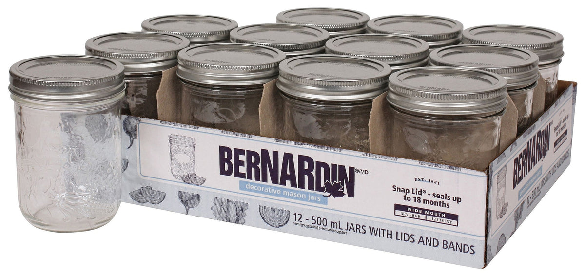 Wide Mouth Decorative Glass Mason Jars with Snap Lids, 500 mL, 12 Count K3P0 - product image 1