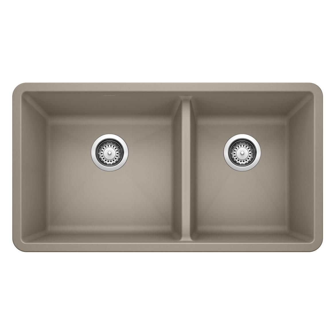 Precis SILGRANIT 33-in 60/40 Double Bowl Undermount Kitchen Sink, Truffle Y0N4 - product image 1