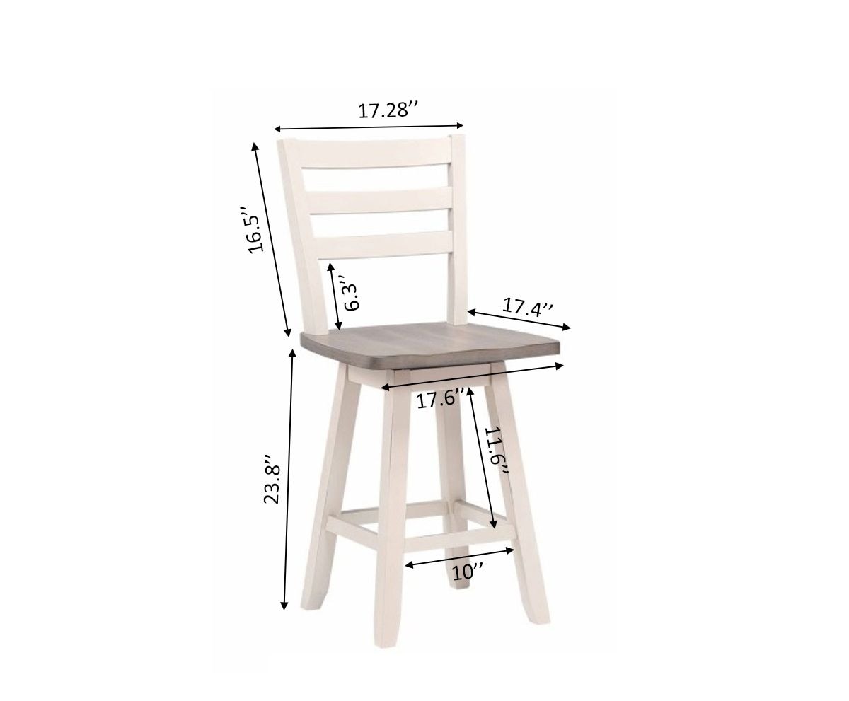 Alice Grey/White Swivel Counter/Bar Stool with Back Rest, 2-pc E9Y3 - product image 2