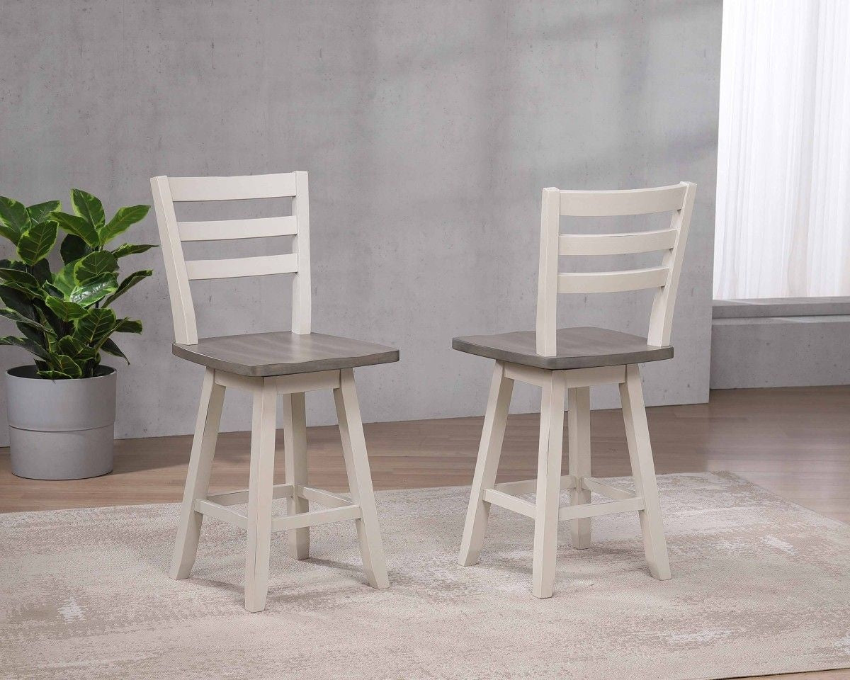 Alice Grey/White Swivel Counter/Bar Stool with Back Rest, 2-pc E9Y3 - product image 7
