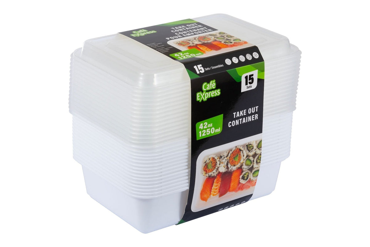 Express Rectangular Take Out Containers, 1.25-L, 15-pk T3N4 - product image 1