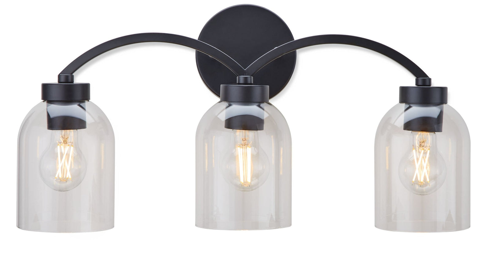Bentbrook 3-Light Vanity with Glass Shade, Black A1F5 - product image 1