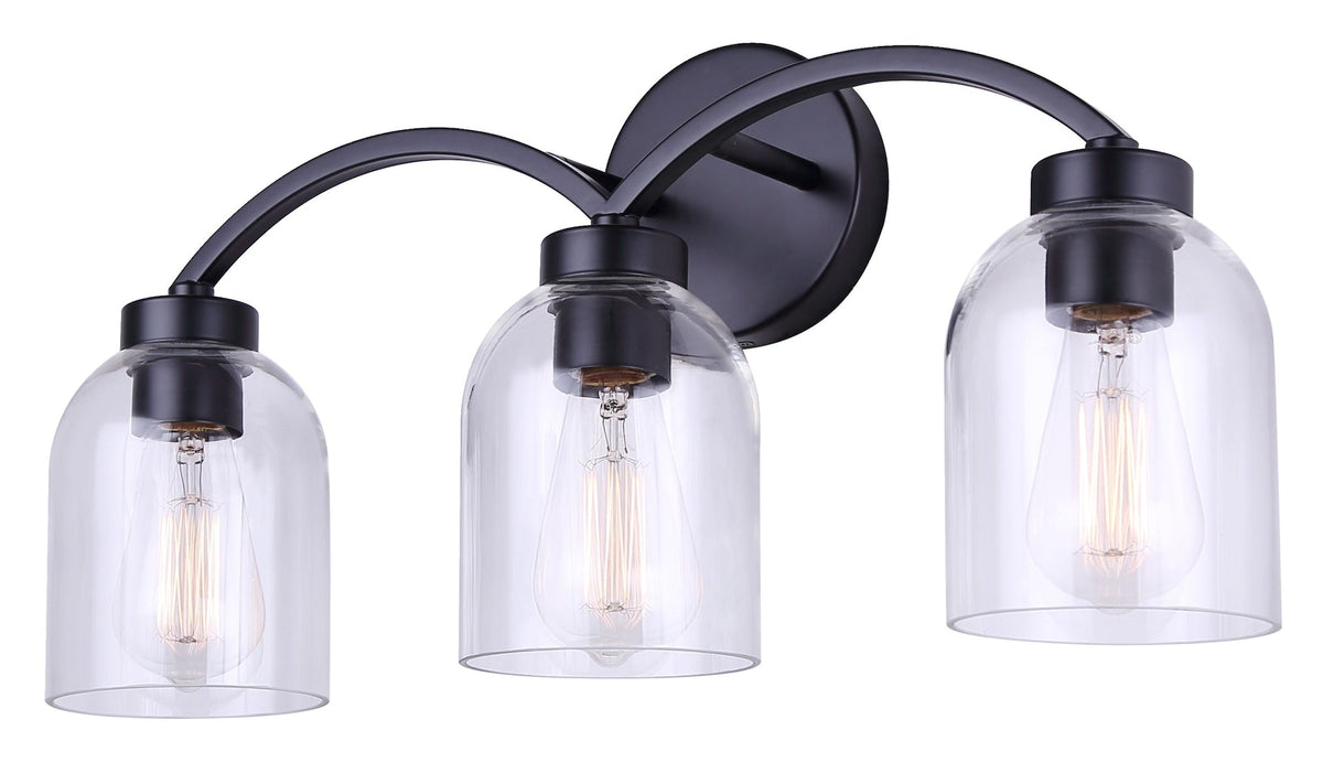 Bentbrook 3-Light Vanity with Glass Shade, Black A1F5 - product image 2
