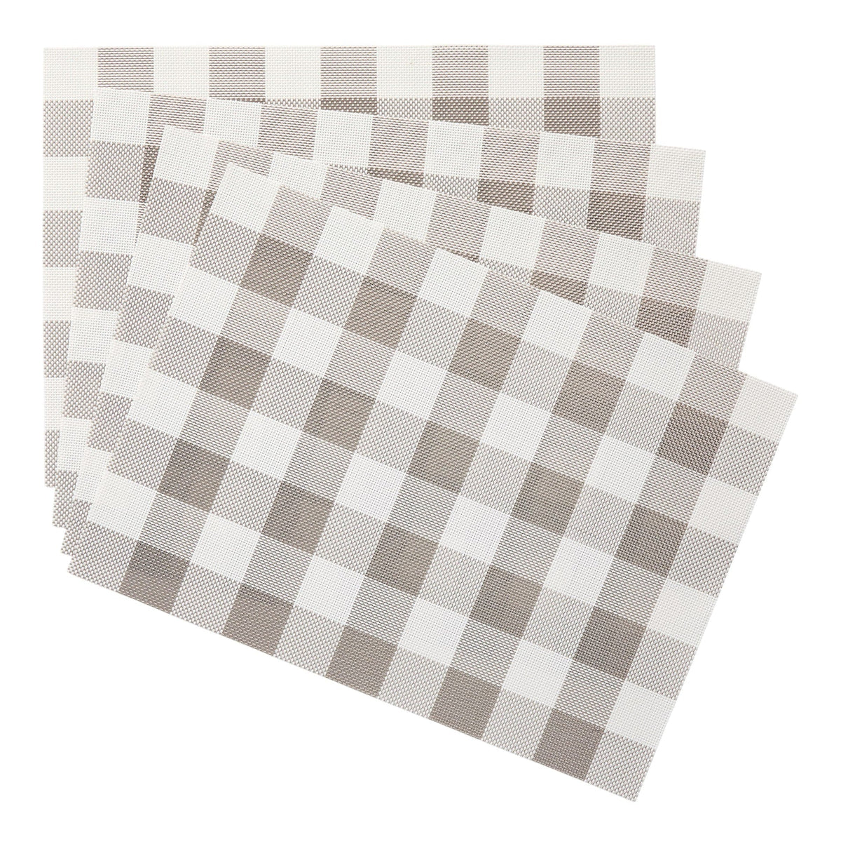 Gingham Plaid Checkered Rectangle Placemat, Silver/Ivory, 13-in x 18-in, 4-pk M1H1 - product image 1