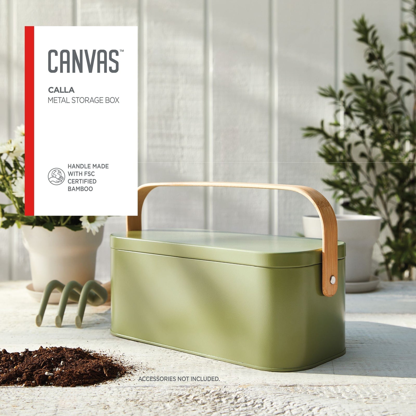 Metal Gardening Storage Container, Iron, Green I9R2 - product image 3