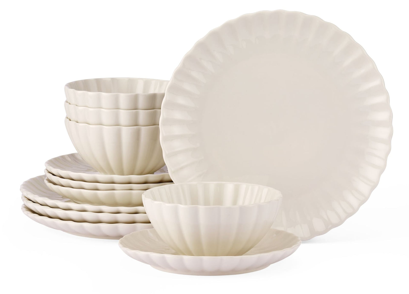 Odessa Scalloped Porcelain Dinnerware Set, 12-pc, White J0Y5 - product image 1