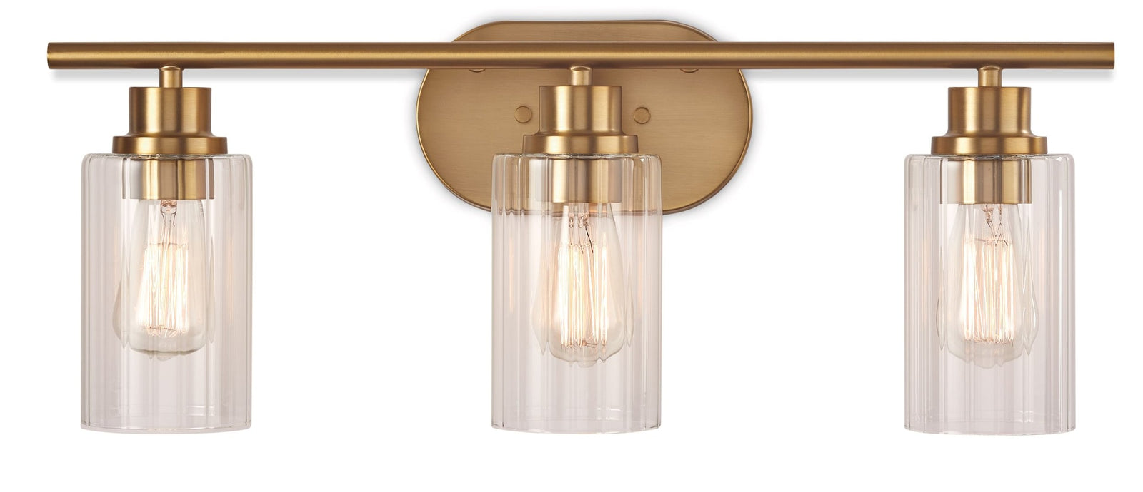 Rosstown 3-Light Vanity Light Fixture with Glass Shades, Brushed Gold A7G6 - product image 1