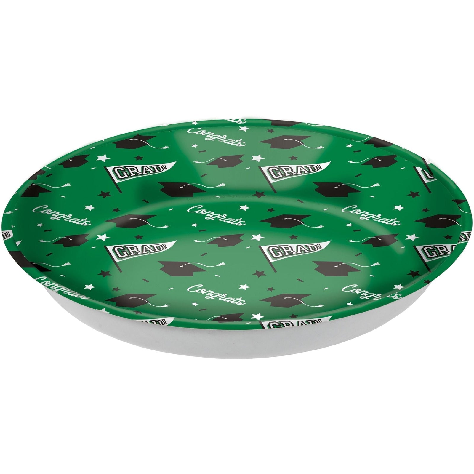 Grad" Round Plastic Reusable Serving Bowl, Green, 14-in, for Graduation Y4Z8 - product image 1