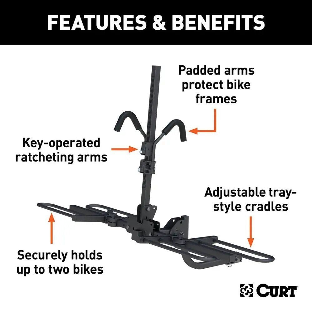 18085 2-Bike Tray-Style Hitch Mount Bike Rack, Fits 1-1/4, 2-in Receiver, Black O8N4 - product image 5