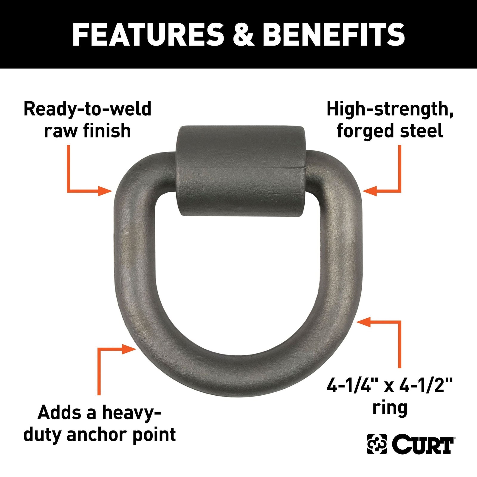 83760 3 x 3-in Weld-On Tie-Down D-Ring (8,833 lbs, Raw Steel) J7O2 - product image 2