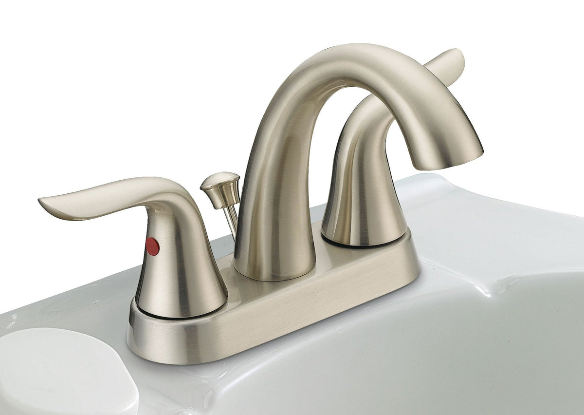 Plymouth Double Handle 4-in Centreset Bathroom Sink Faucet with Pop-Up Drain, Brushed Nickel D4I5 - product image 2