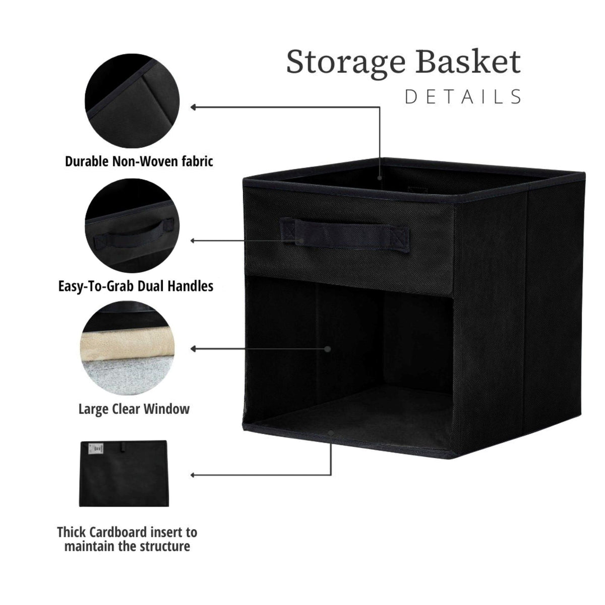 Collapsible Transparent Front Cube, 11-in, 6-pk, Black K9V7 - product image 3