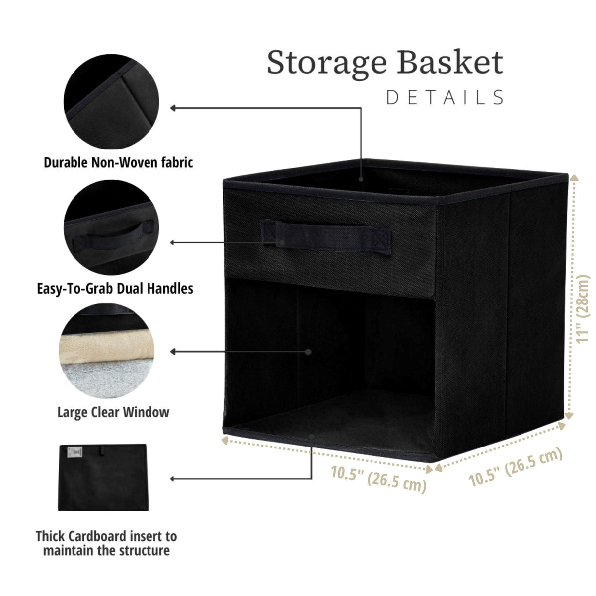 Collapsible Transparent Front Cube, 11-in, 6-pk, Black K9V7 - product image 6