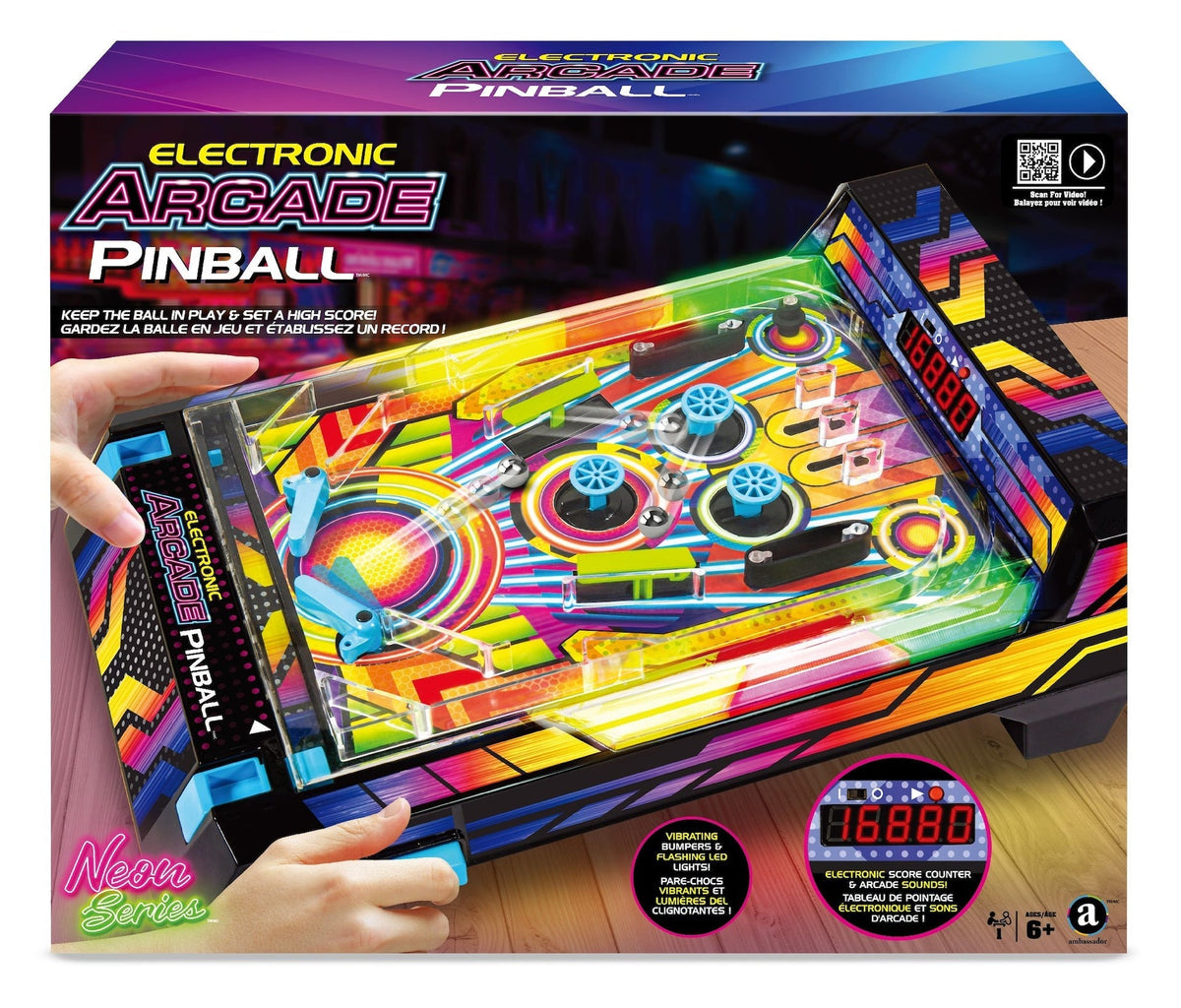 Electronic Arcade Pinball, Vibrating Bumpers and LED Lights, Ages 6+ U2Z6 - product image 1