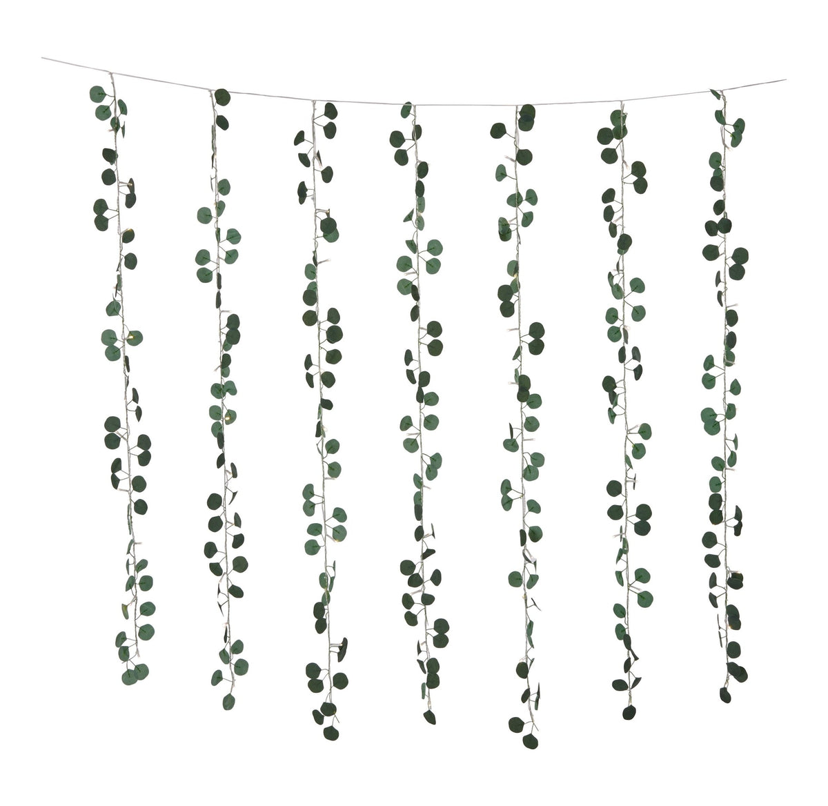 Outdoor 12-Strand Warm White LED Curtain String Lights with Eucalyptus Leaves, 11.48-ft T1Y3 - product image 1