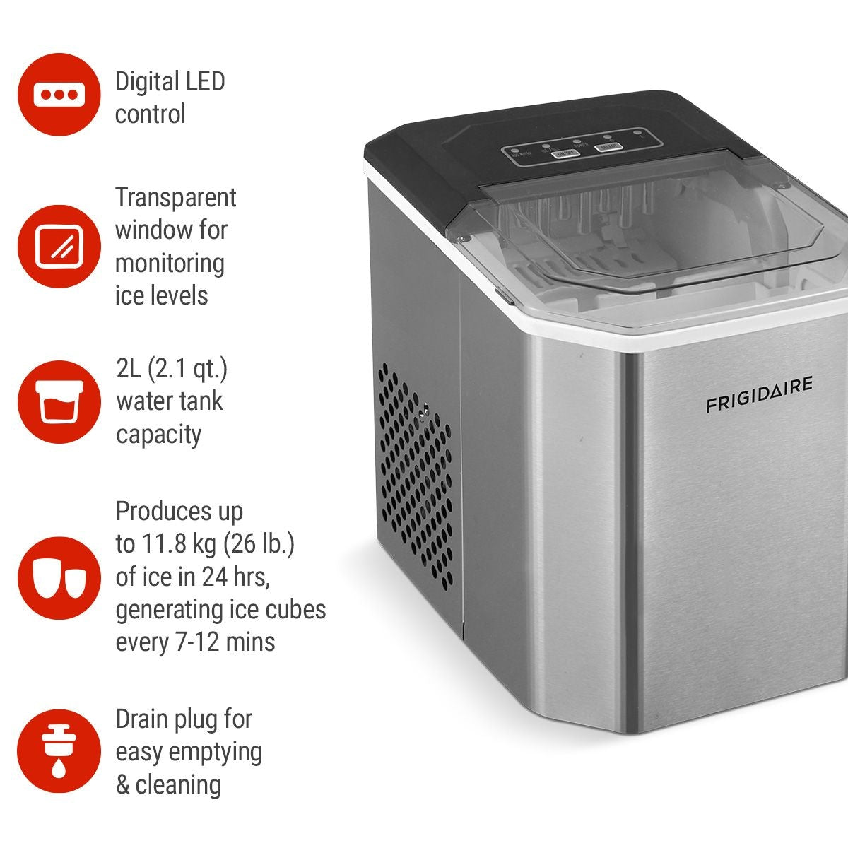 Stainless Steel Countertop Ice Maker with LED Display, 2.3-qt, Silver H7N4 - product image 2