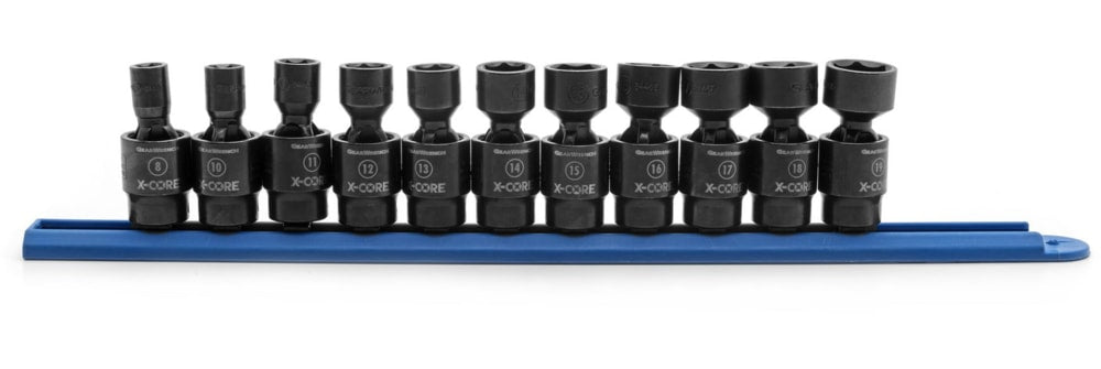 6-Point Standard Drive X-Core Pinless Universal Joint Impact Socket Set, Metric, 3/8-in, 11-pc H4M8 - product image 1