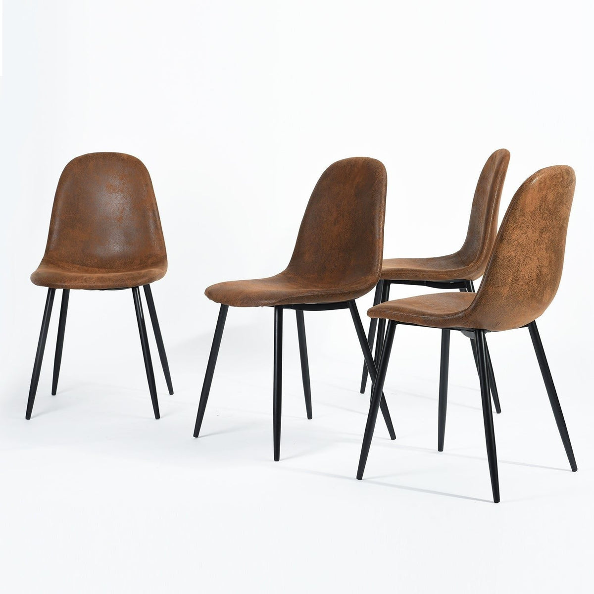 Mid-Century Dining Chairs, Brown Suede, 4-pk A8Y9 - product image 4