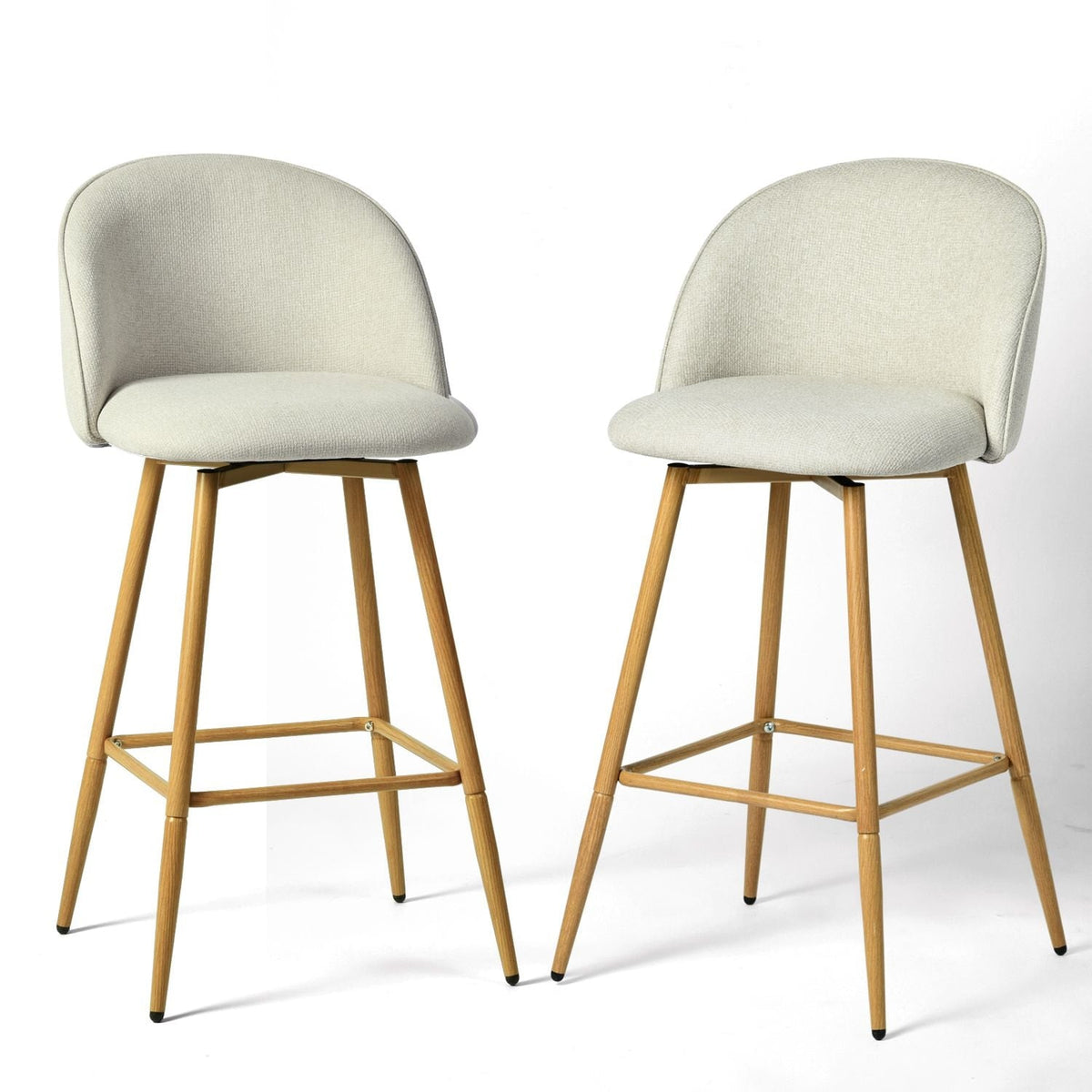 Modern Swivel Bar Stools, Beige, 2-pk G4H0 - product image 1