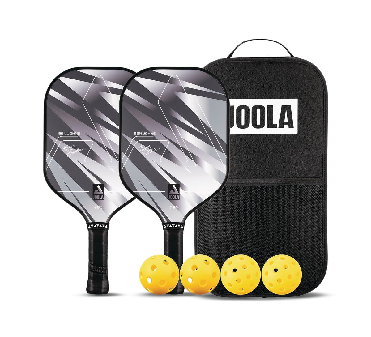 Ben Johns Silver Lightning 10mm Pickleball Paddle & Indoor/Outdoor Ball Set, Black Z6P1 - product image 1