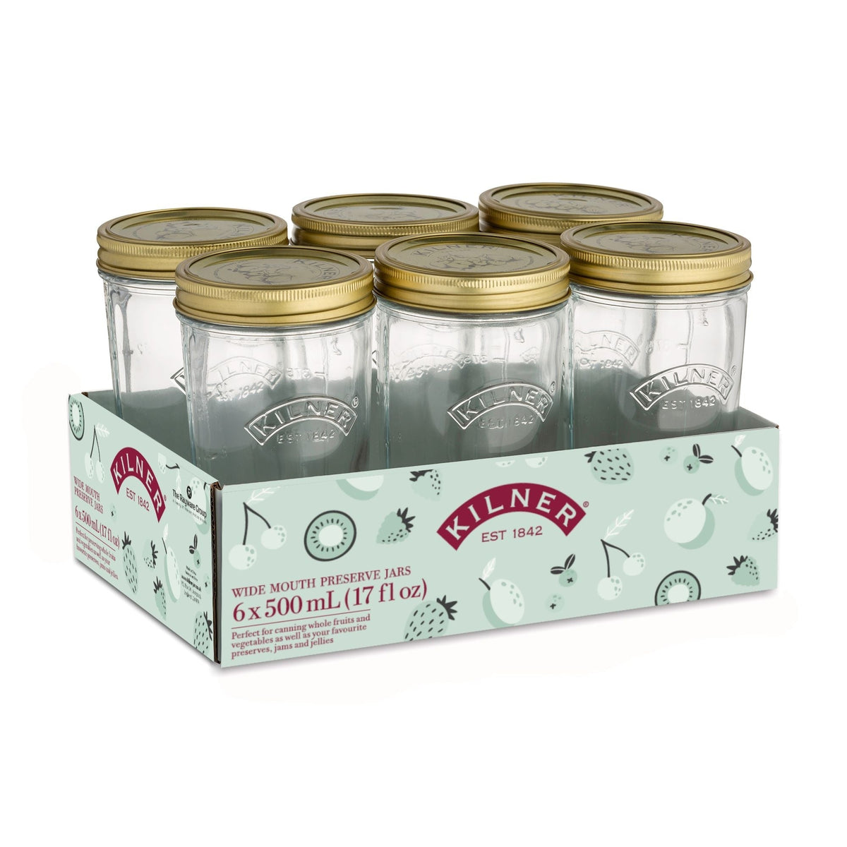 Wide Mouth Glass Mason Jars with Sealing Lids, 500-mL, 6-pk N0T0 - product image 1
