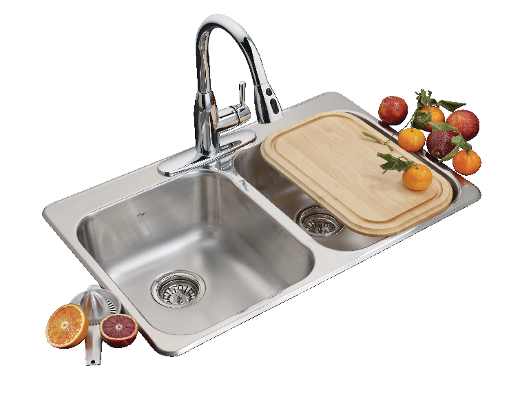 Reginox Drop In Double Bowl 3-Hole Kitchen Sink, 31.25-in LR x 20.5-in FB, Stainless Steel V7G5 - product image 1