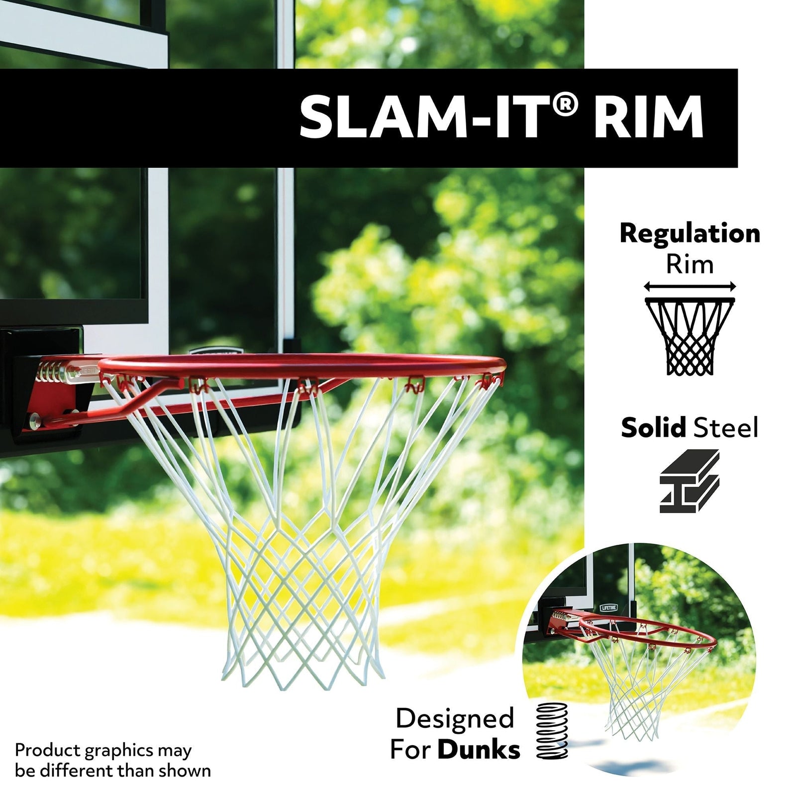 Portable Adjustable Basketball Backboard, Hoop & Net System, 50-in X6X1 - product image 4