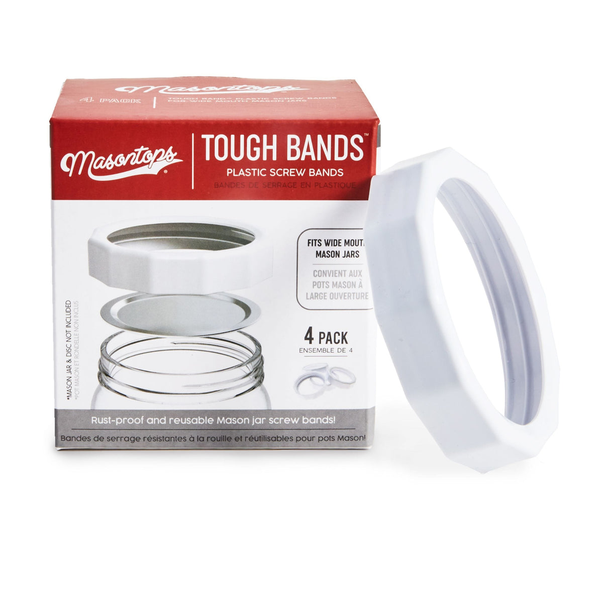 Wide Tough Screw Band for Jars, Rust-proof, 4-pk V7E0 - product image 1
