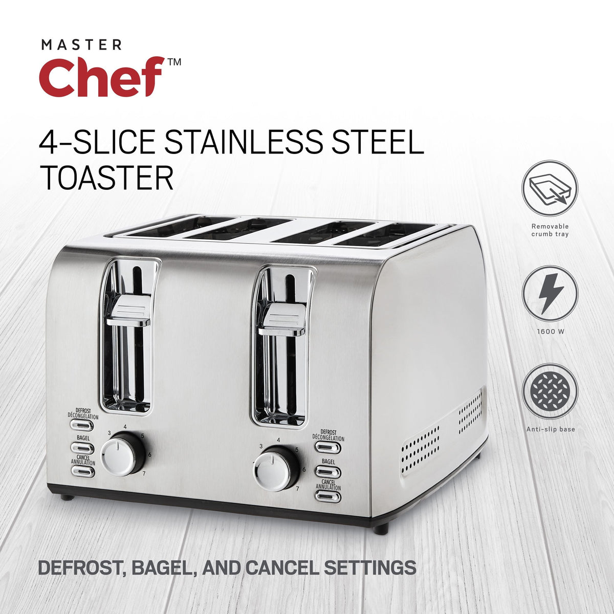 Stainless Steel Toaster with 3 Settings, 4-Slice S3X8 - product image 5