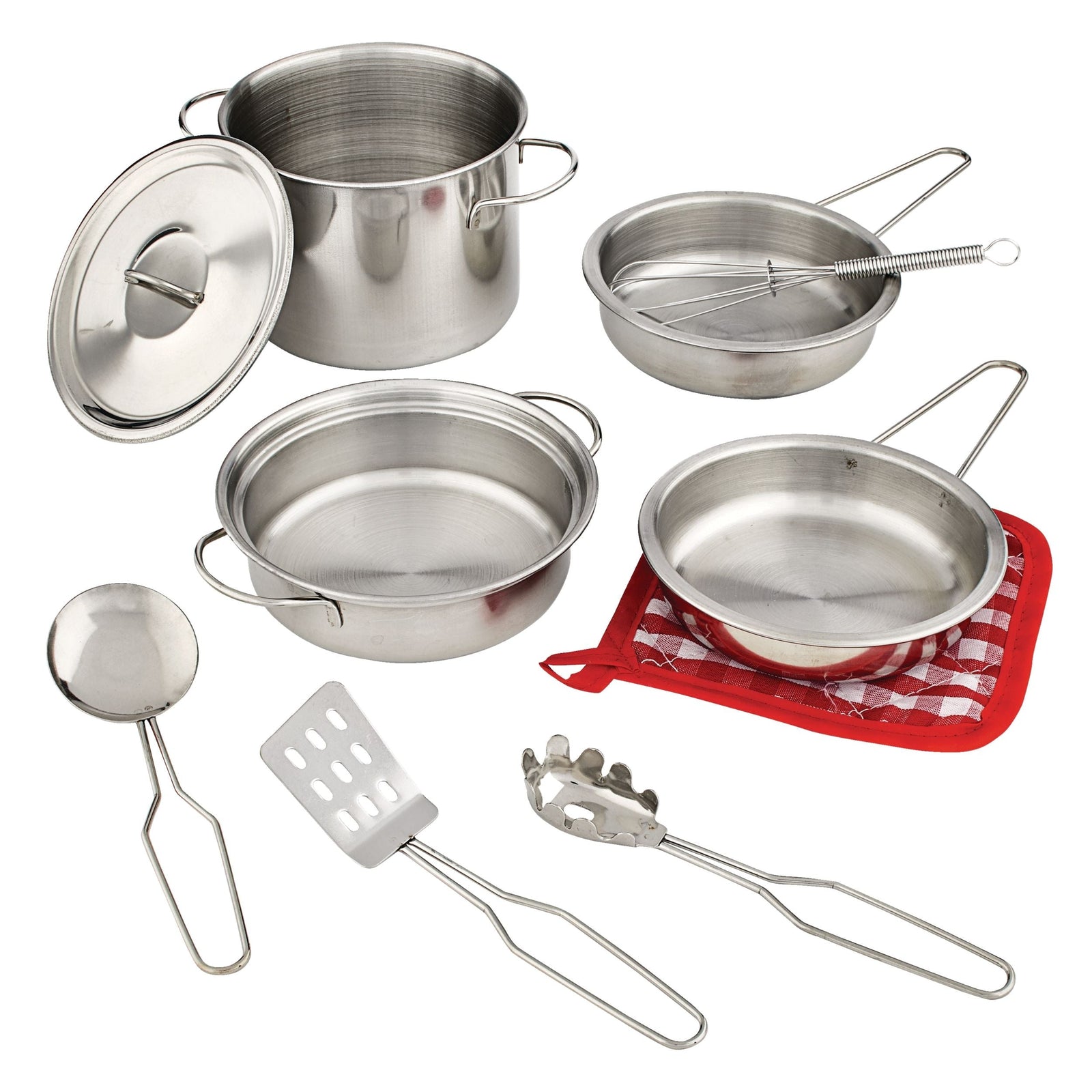 Toy Kitchen Stainless Steel Cookware Set For Kids, 10 pc, Ages 3+ A0R0 - product image 1