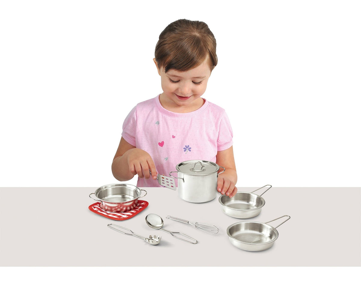 Toy Kitchen Stainless Steel Cookware Set For Kids, 10 pc, Ages 3+ A0R0 - product image 4