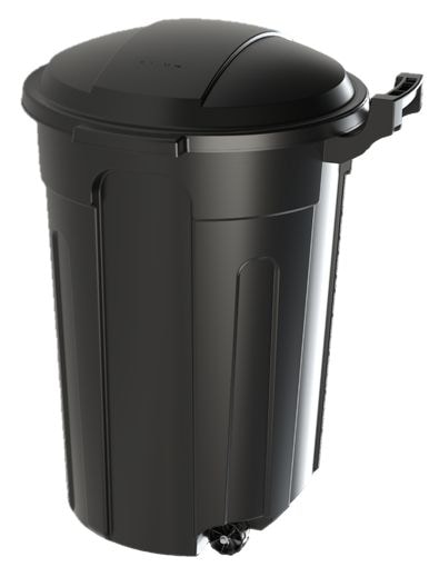 Resin Circular Wheeled Outdoor Garbage Can with Lid, Black, 121-L J2A1 - product image 2