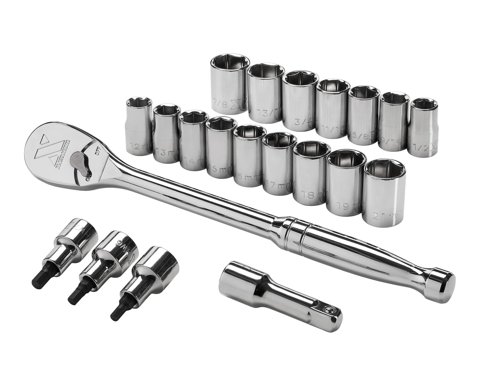 21 Piece 1/2" Drive Metric Socket Set E1Q3 - product image 1