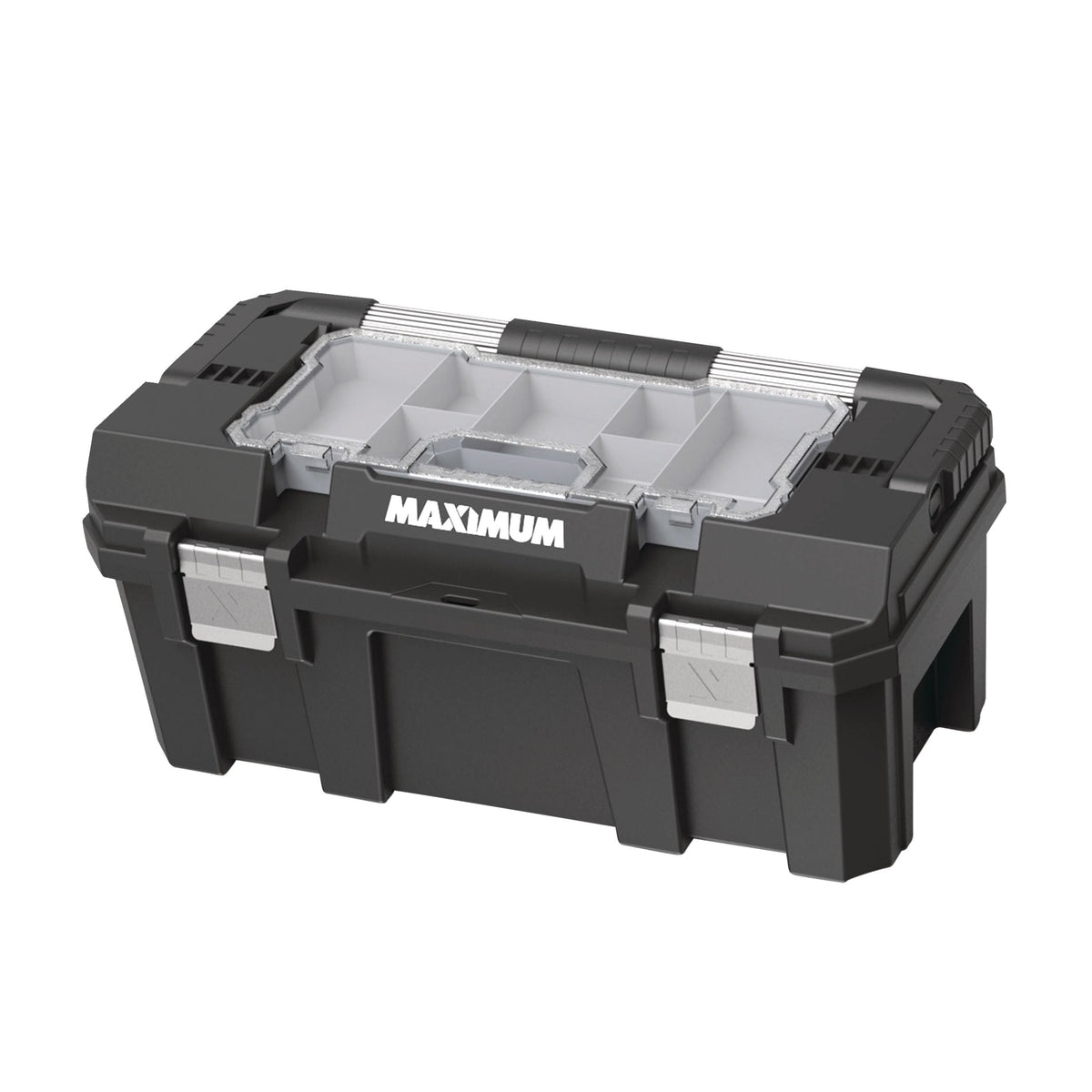 Heavy-Duty Plastic Tool Box with Removable Tray & Organizer, 22-in, Black N3I7 - product image 1