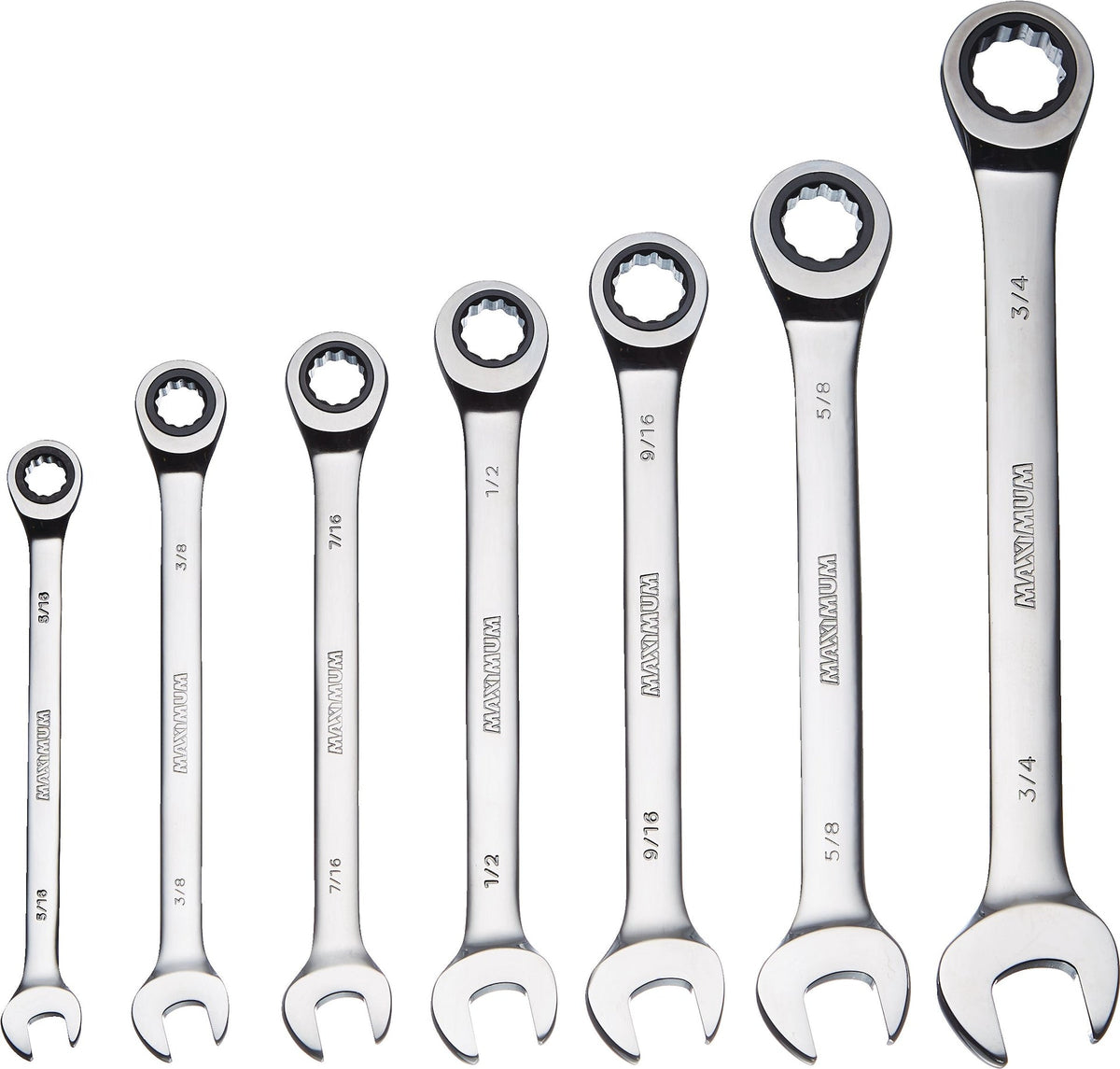 Ratcheting Wrench Set, SAE, Nickel-Chrome Plating, 7-pc W0J2 - product image 2