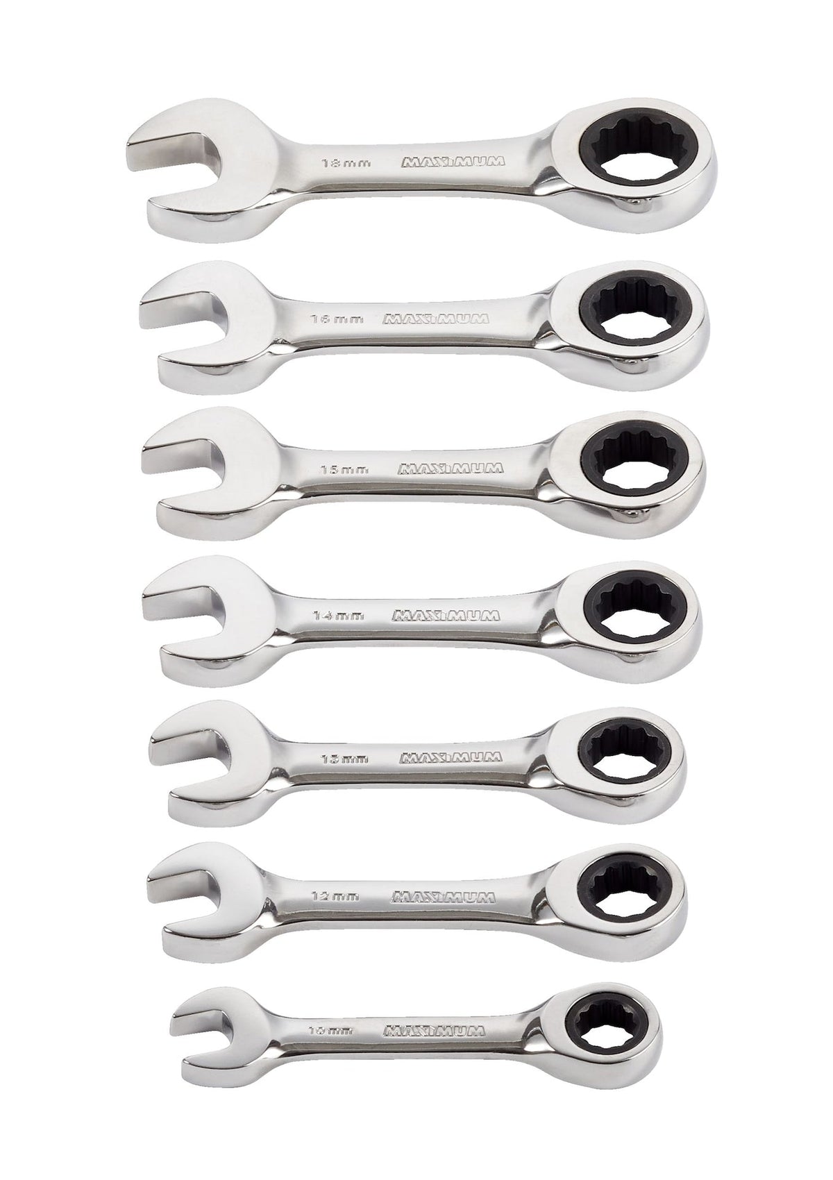 Stubby Ratcheting Wrench Set, Metric, Nickel-Chrome Plating, 7-pc B9X1 - product image 5