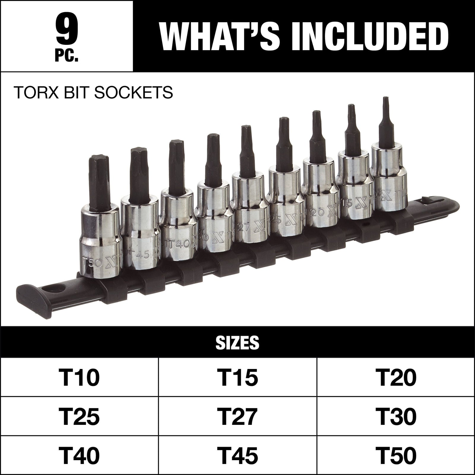 Torx Bit Socket Set, Heat Treated, 9-pc J2C9 - product image 3