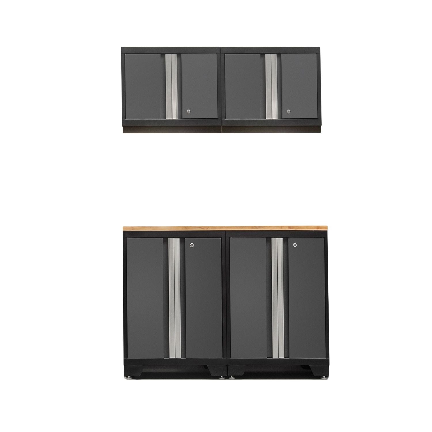 Bold Series Lockable 24-Gauge Steel Garage Cabinetry Set with Bamboo Top, Black/Grey, 48-in x 18-in x 76.75-in, 5-pc J2N4 - product image 1