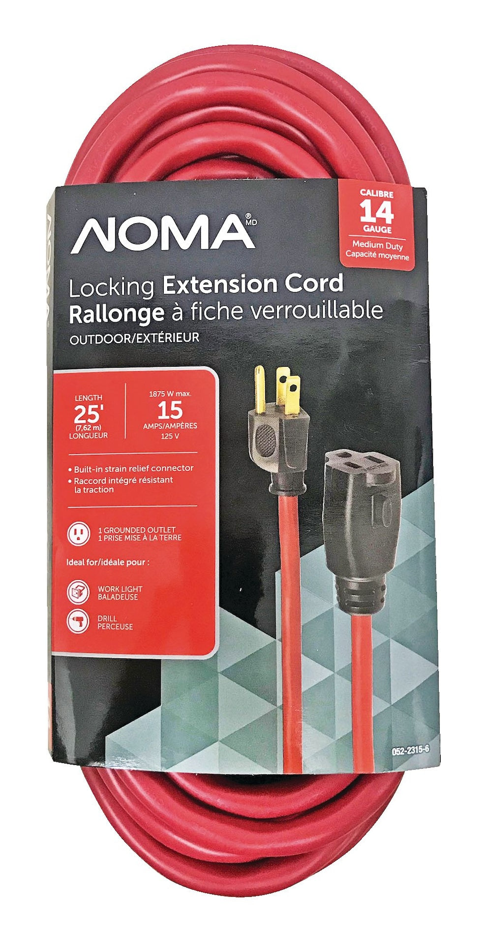 14/3 Outdoor Extension Cord with Grounded Outlet & Locking Connector, Red G7Q3 - product image 1