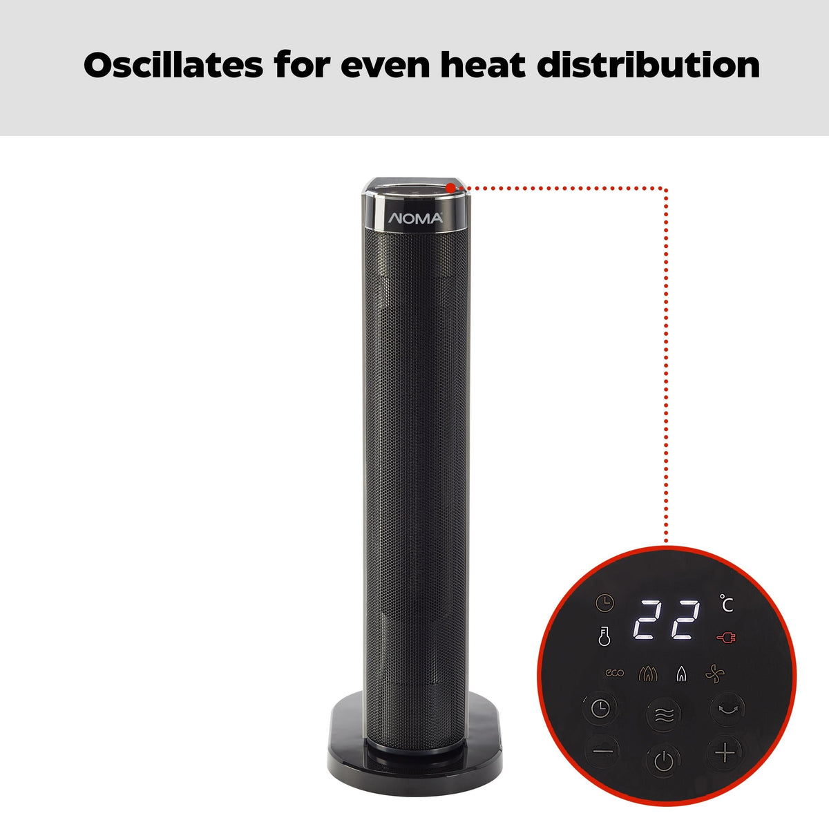 Digital Tower Ceramic Heater withRemote Control & Thermostat, 1500W, White, 24-in V1K1 - product image 7