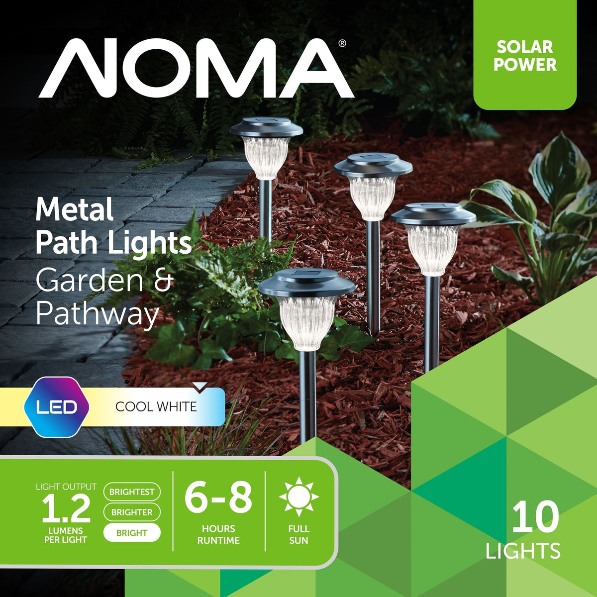 Outdoor Pure White LED Solar Stainless Steel Garden & Pathway Stake Lights, 10-Pk E1N4 - product image 2