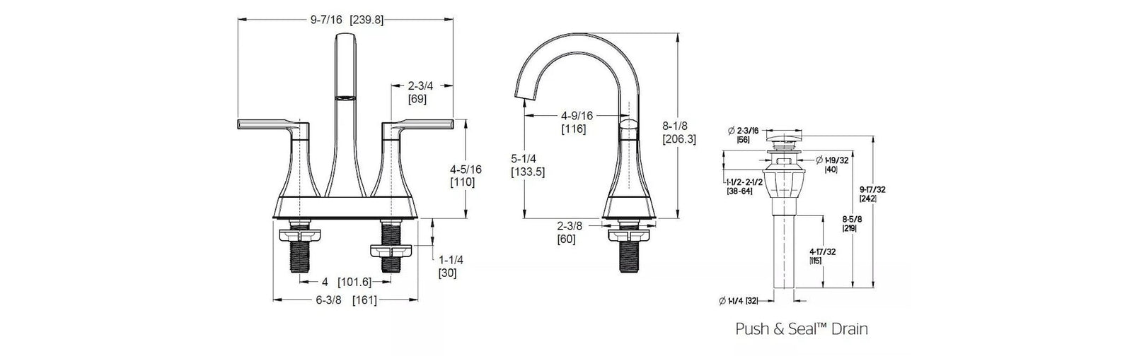 Vaneri 4-in Centreset Bath Faucet, Stainless Steel A9S8 - product image 5