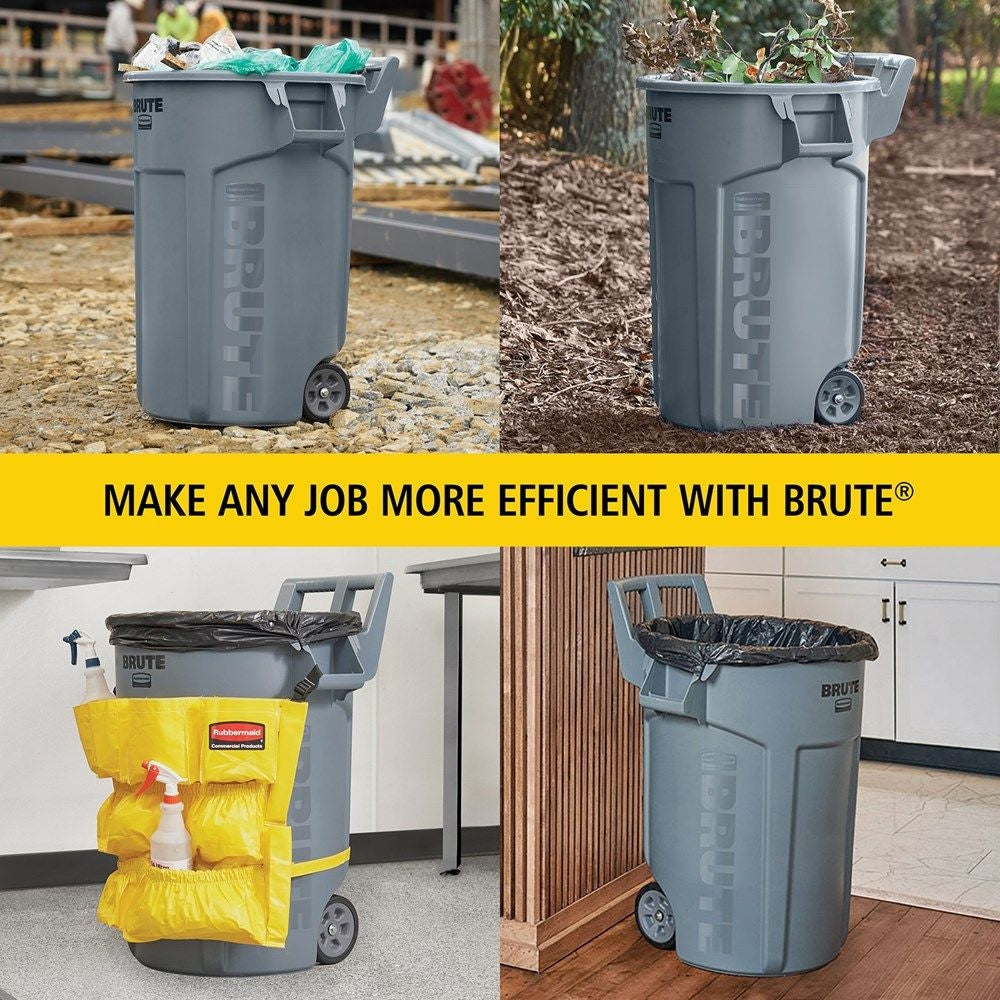 Commercial Wheeled Brute Circular Outdoor Garbage Can, Grey, 121-L P7A0 - product image 8