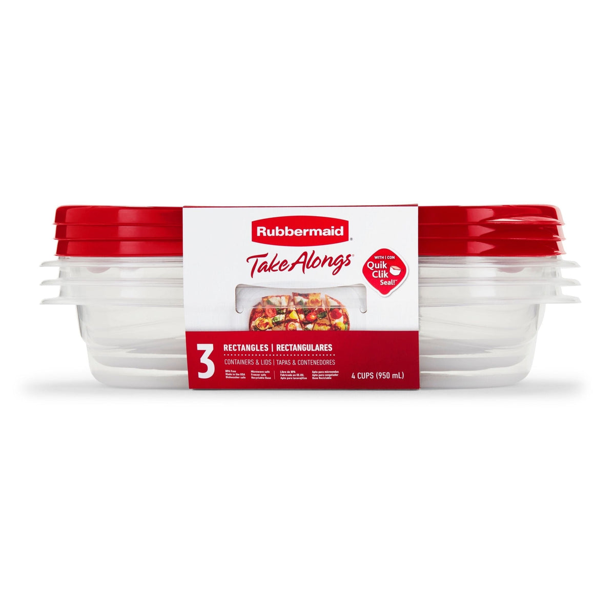 TakeAlong Rectangle Plastic Food Storage Container Set with Quik Clik Seal Lid, 6-pc C1Q5 - product image 1