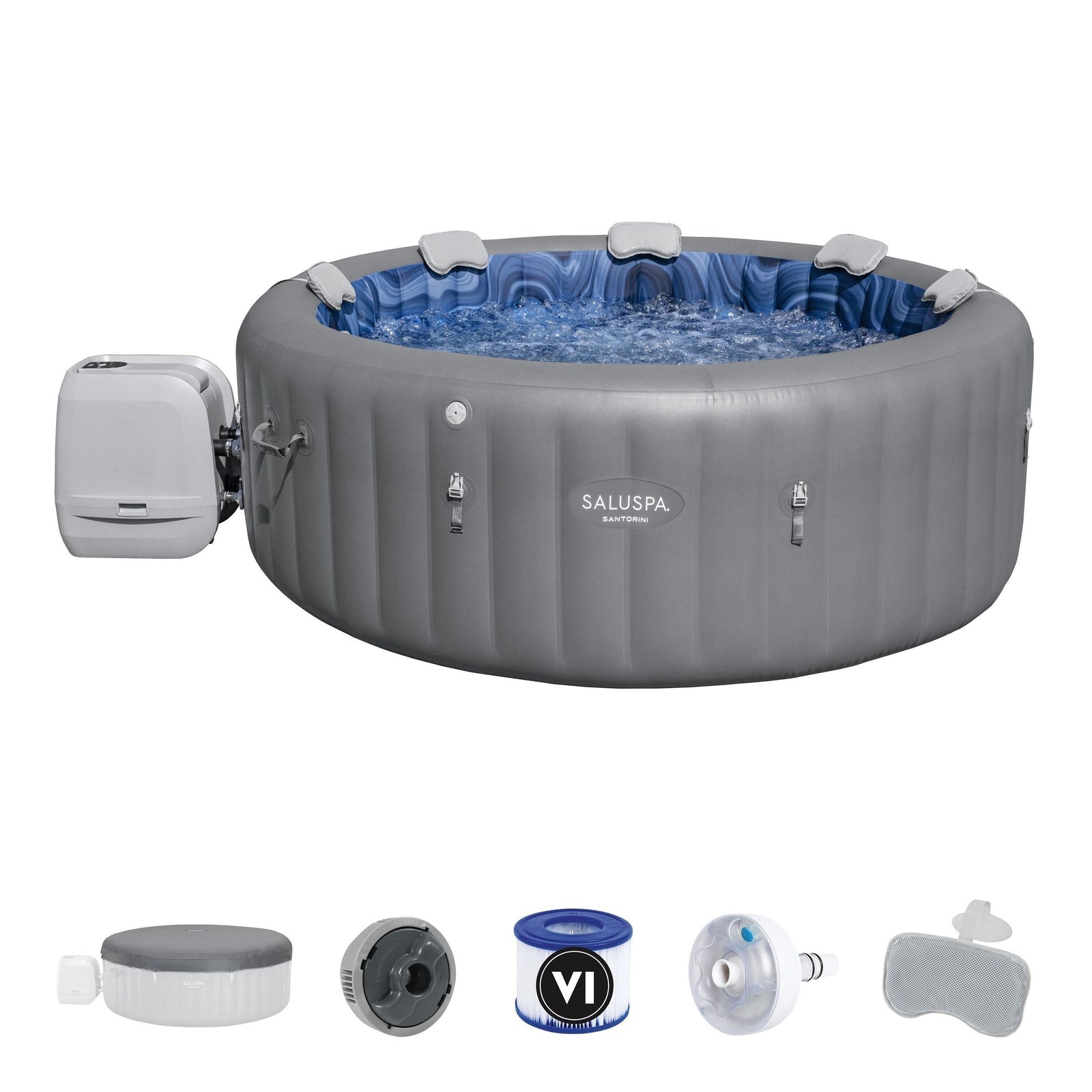 Spa Santorini Grey 7-Person Luxe HydroJet Pro Round Smart Spa, 85-in x 31.5-in R1C9 - product image 3
