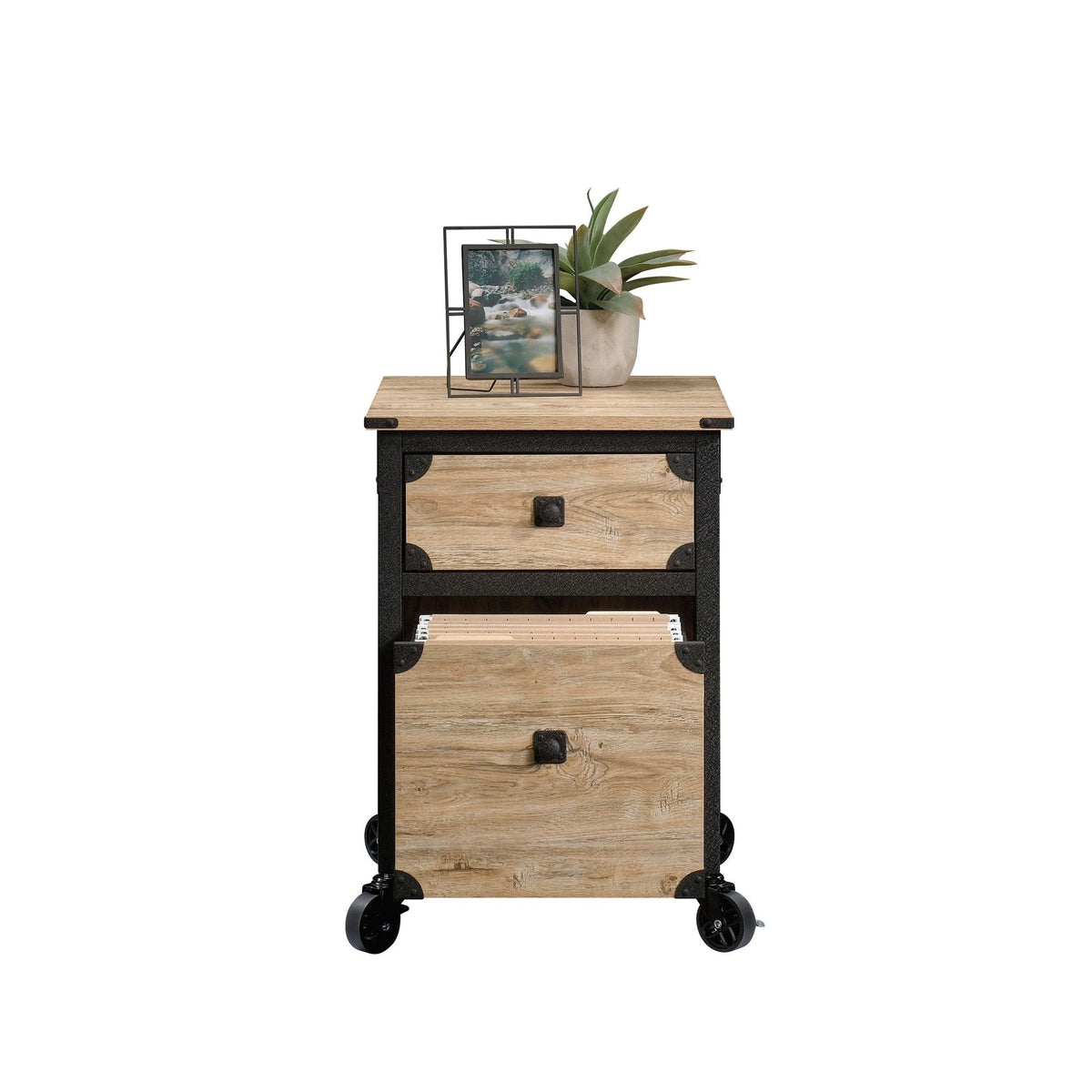 Steel Pedestal River File Cabinet with Drawers, Milled Mesquite C4Y3 - product image 2
