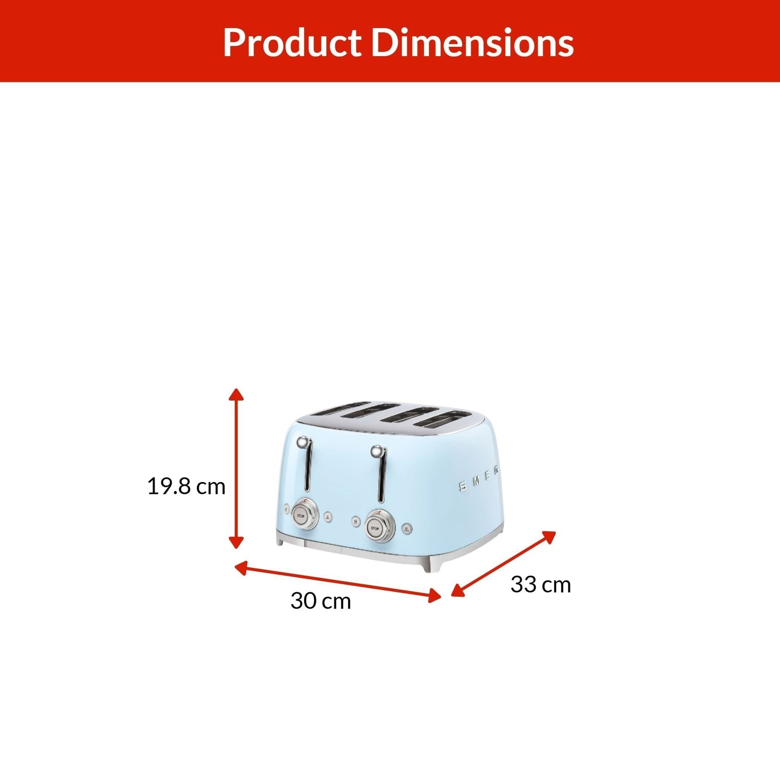 50s Retro Style Wide Slot Pop-up Toaster, 4-Slice, Pastel Blue Z0U3 - product image 7