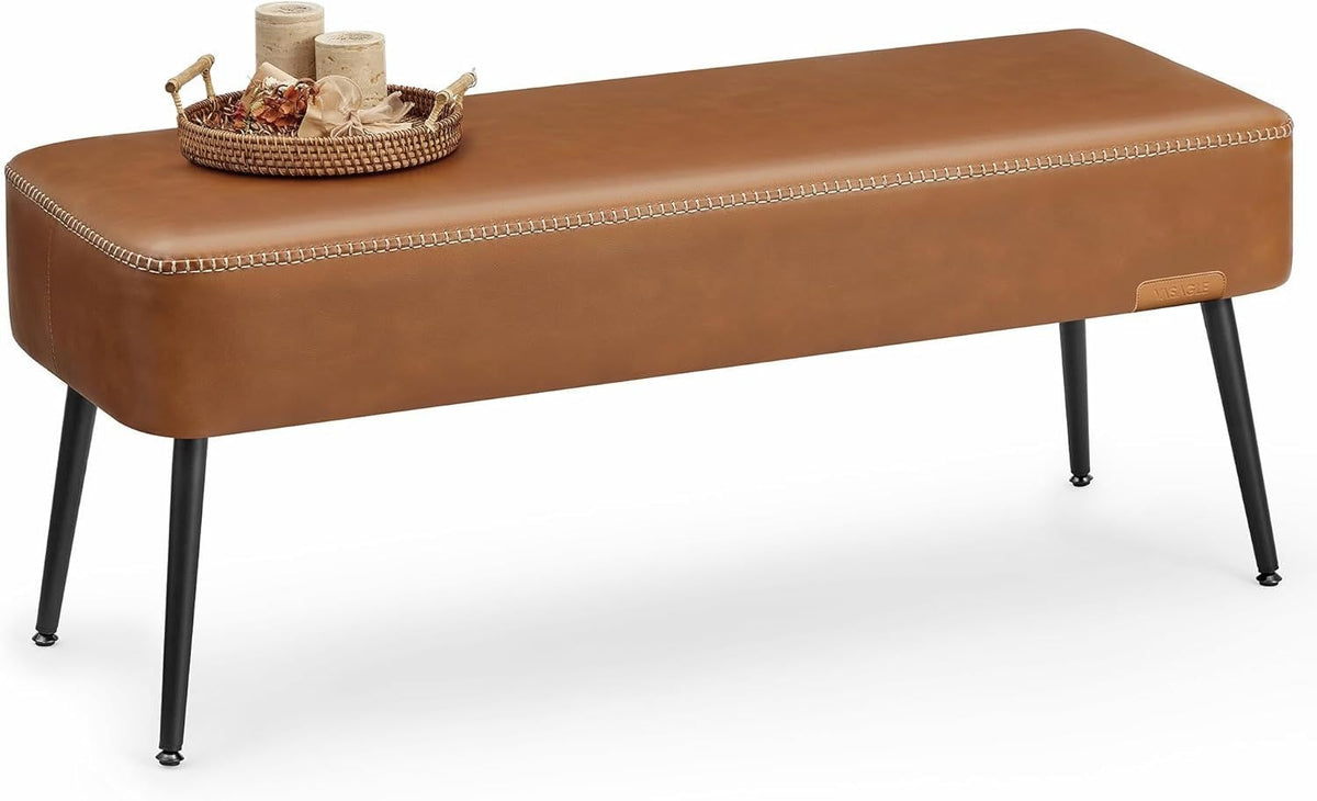 Home EKHO Collection Caramel Brown Synthetic Leather Bench F2P7 - product image 3
