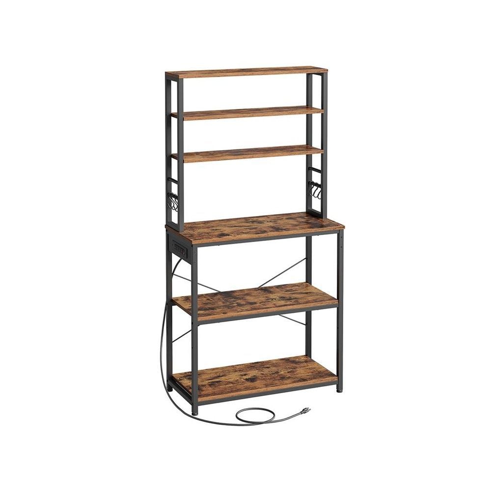 Home Small Rustic Brown Baker's Rack with 4 AC Outlets H7R2 - product image 1